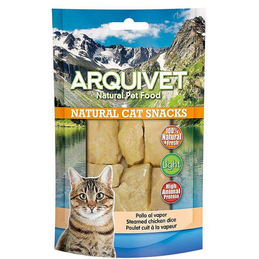 Gatos ARQUIVET Snacks Para Gatos | Pollo Al Vapor 50 Gr - Snacks 100% Naturales Para Gatos - Alimento Complementario Para Felinos