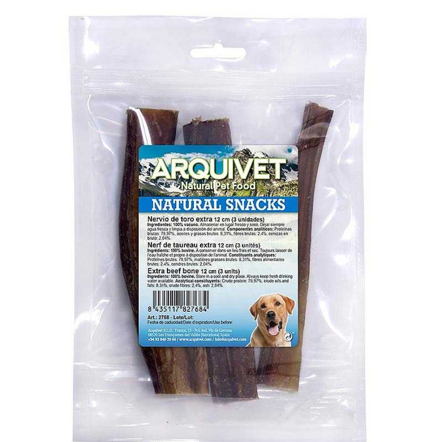 Perros ARQUIVET Snacks Naturales | Nervio De Toro 12 Cm (Bolsa 3 Uds.)