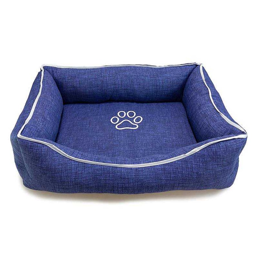 Perros ARQUIVET Camas Para Perros | Cama Cuadrada Azul Con Huella Y Ribete 70X55X19Cm