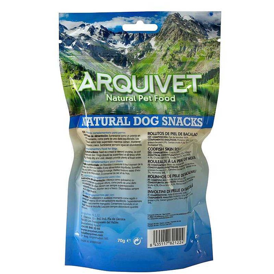 Perros ARQUIVET Snacks Naturales Para Perros | Pack 12 Unidades - Rollitos De Piel De Bacalao 70 G - Snacks Naturales