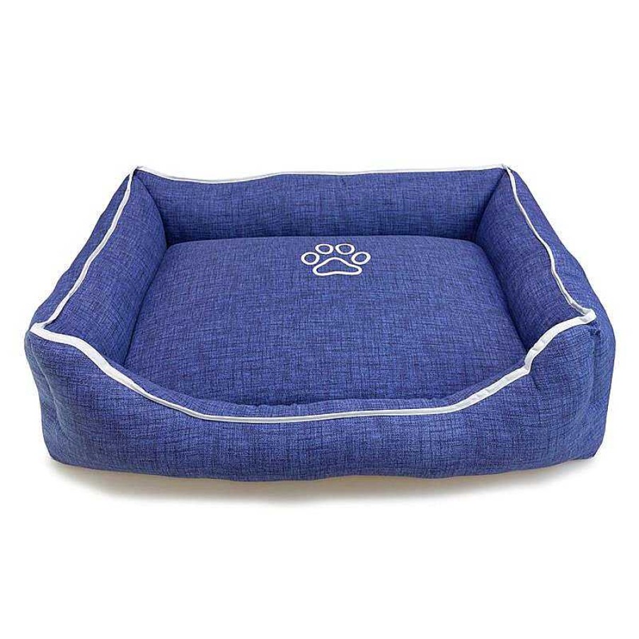 Perros ARQUIVET Camas Para Perros | Cama Cuadrada Azul Con Huella Y Ribete 55X46X17 Cm