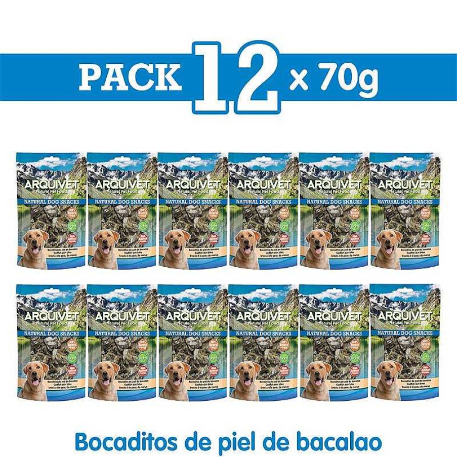 Perros ARQUIVET Snacks Naturales Para Perros | Pack 12 Unidades - Bocaditos De Piel De Bacalao 70 G - Snacks Naturales