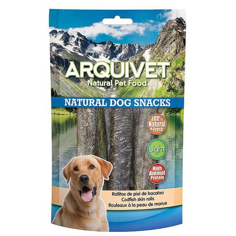 Perros ARQUIVET Snacks Naturales Para Perros | Pack 12 Unidades - Rollitos De Piel De Bacalao 70 G - Snacks Naturales