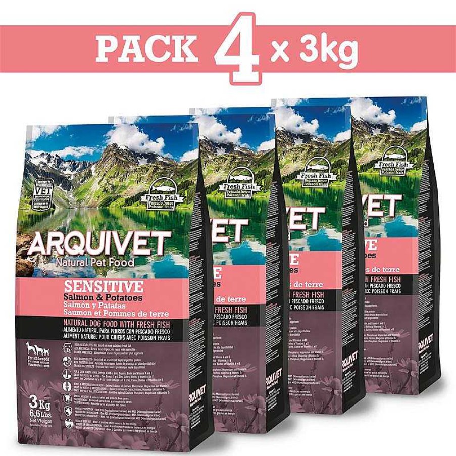 Perros ARQUIVET Piensos Para Perros | Pack 4 Unidades - Sensitive - Salm N Y Patatas 3 Kg