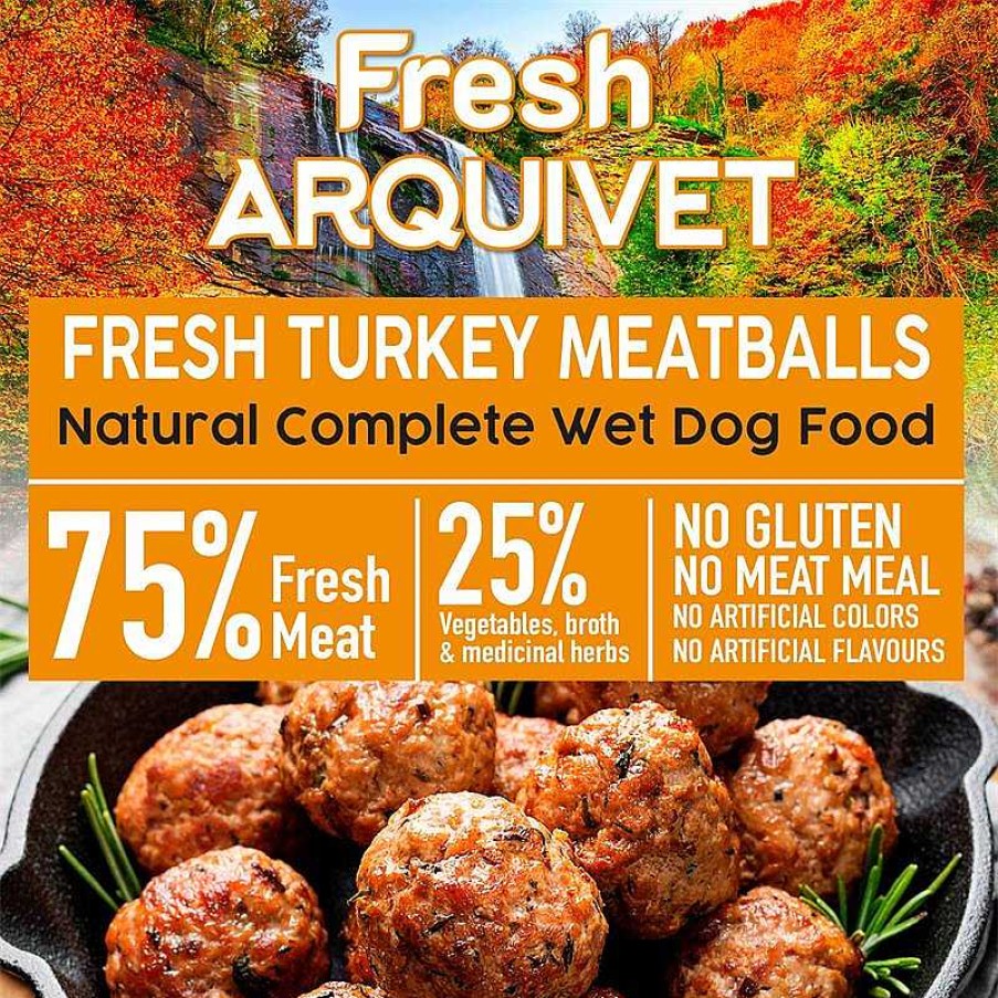 Perros ARQUIVET Comida H Meda Para Perros | Pack 6 Unidades - Fresh Turkey Meatballs - Alb Ndigas Con Pavo, Br Coli Y Calabaza - 400G