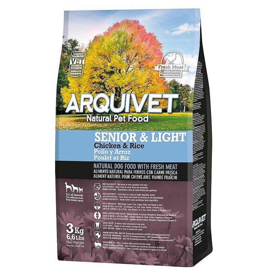 Perros ARQUIVET Piensos Para Perros | Arquivet - Senior & Light - Pienso Para Perros Adultos - Pollo Y Arroz - 3 Kg