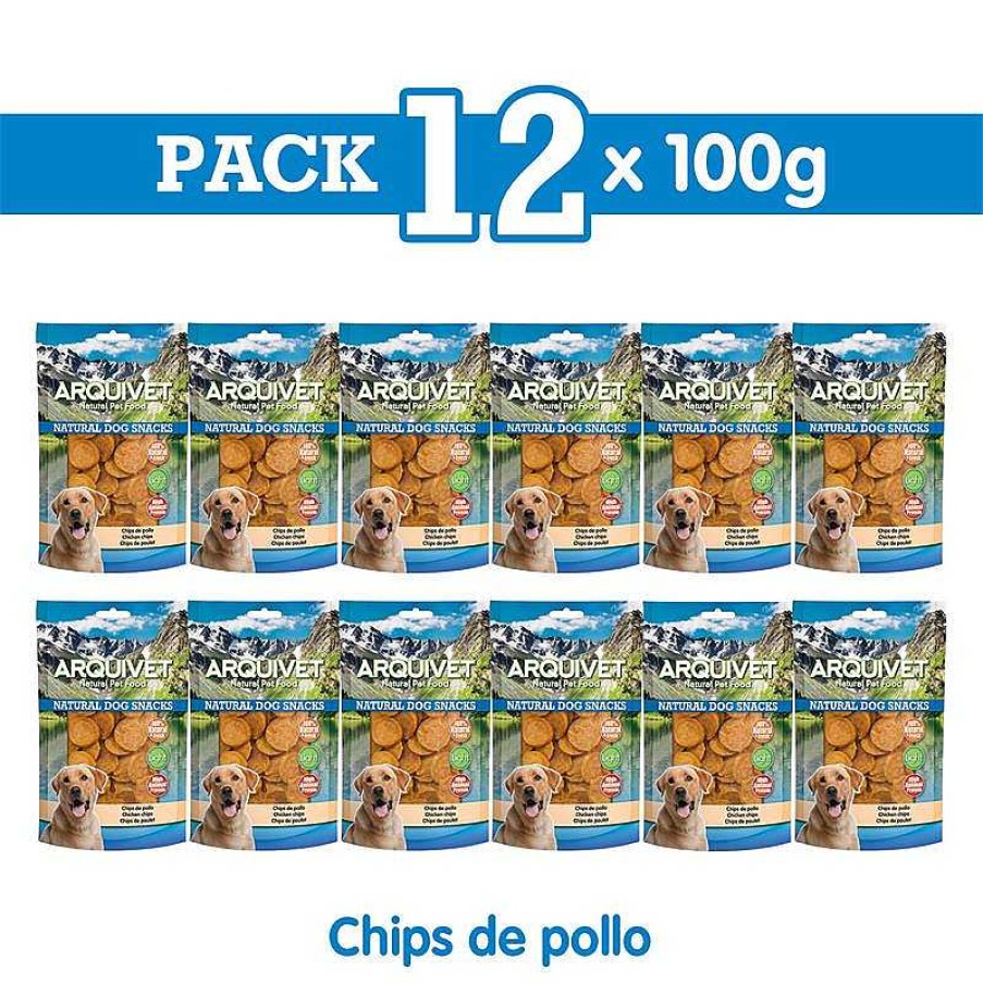 Perros ARQUIVET Snacks Naturales Para Perros | Pack 12 Unidades - Chips De Pollo 100 G - Snacks Naturales