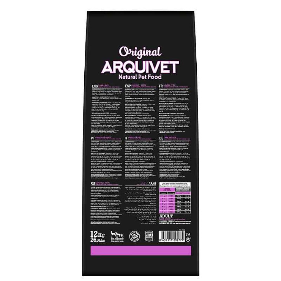 Perros ARQUIVET Piensos Para Perros | Arquivet-Original - Adult - Pienso Para Perros Adultos - Cordero Y Arroz - 12 Kg