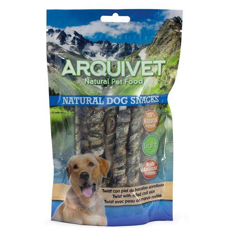 Perros ARQUIVET Snacks Naturales Para Perros | Twist Con Piel De Bacalao Enrollado 13 Cm - 100G - Snacks Naturales