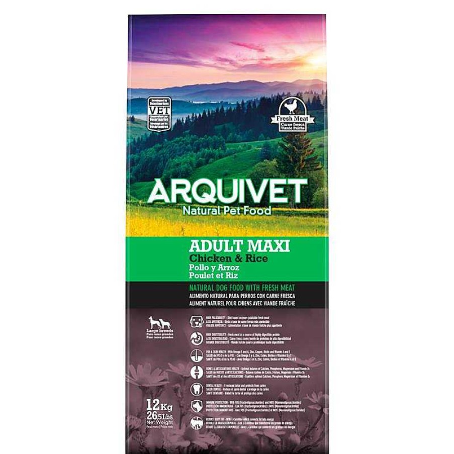 Perros ARQUIVET Piensos Para Perros | Adult Maxi - Pienso Para Perros Adultos De Razas Grandes - Pollo Y Arroz - 12 Kg