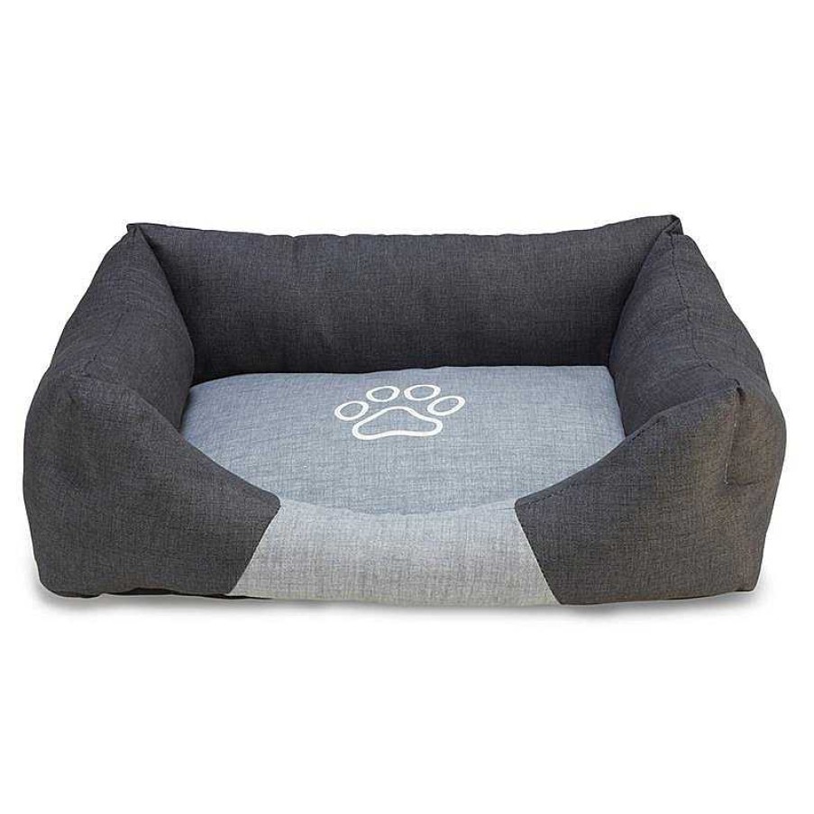 Perros ARQUIVET Camas Para Perros | Cama Cuadrada Negra Y Gris Con Huella 60 Cm - Ayuda Al Descanso De Tu Perro - Accesorios Para Mascotas