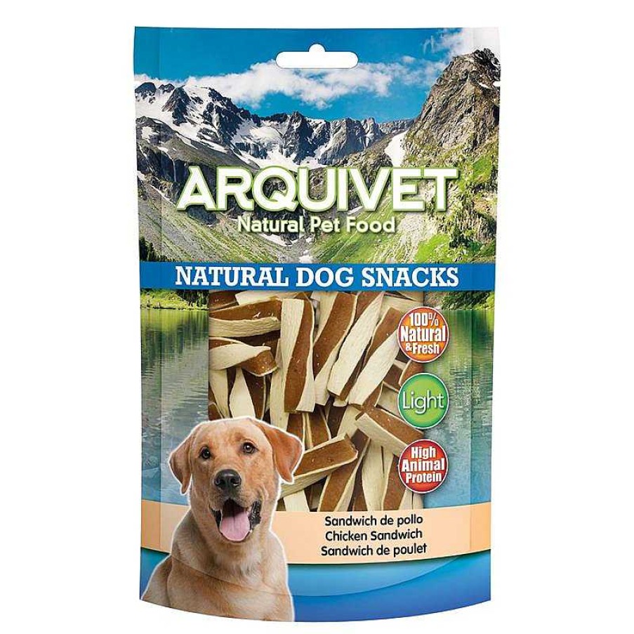 Perros ARQUIVET Snacks Naturales Para Perros | Pack 12 Unidades - Sandwich De Pollo 100 G - Snacks Naturales