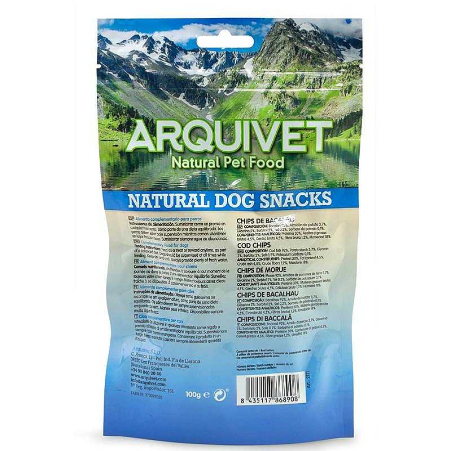 Perros ARQUIVET Snacks Naturales Para Perros | Pack 12 Unidades - Chips De Bacalao 100 G - Snacks Naturales