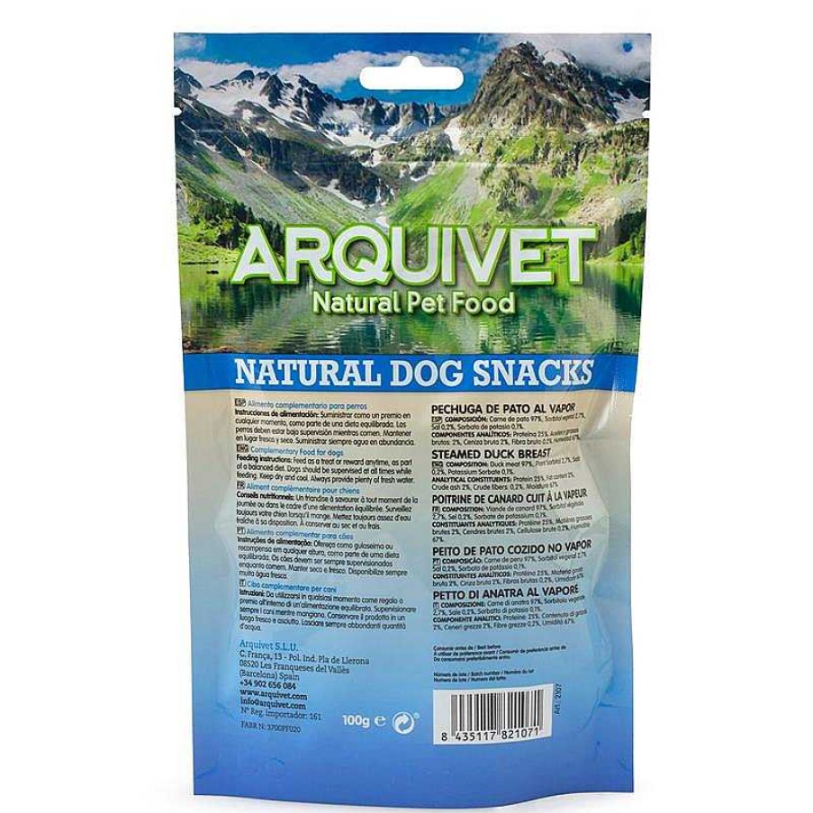 Perros ARQUIVET Snacks Naturales Para Perros | Pack 12 Unidades - Pechuga De Pato Al Vapor 100 G - Snacks Naturales