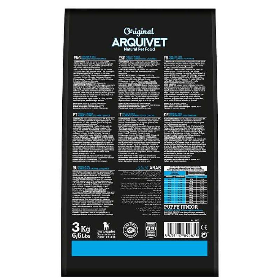 Perros ARQUIVET Piensos Para Perros | Arquivet-Original - Puppy Junior - Pienso Para Perros Cachorros, J Venes Y Madres Gestantes O Lactancia - Pollo Y Arroz - 3 Kg