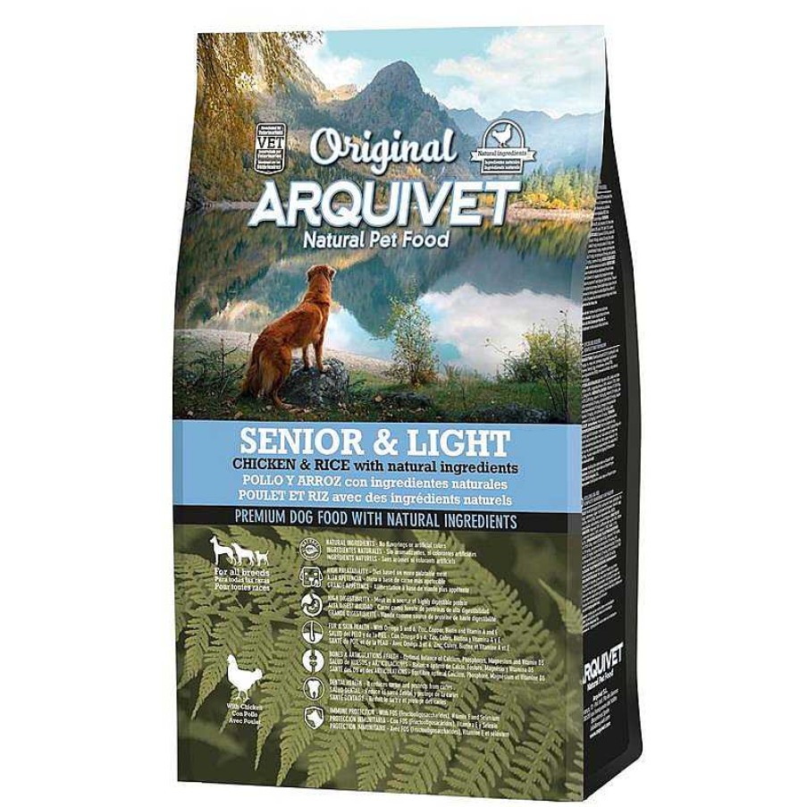 Perros ARQUIVET Piensos Para Perros | Arquivet-Original - Senior&Light - Pienso Para Perros Adultos De Todo Tipo De Razas - Pollo Y Arroz - 3 Kg