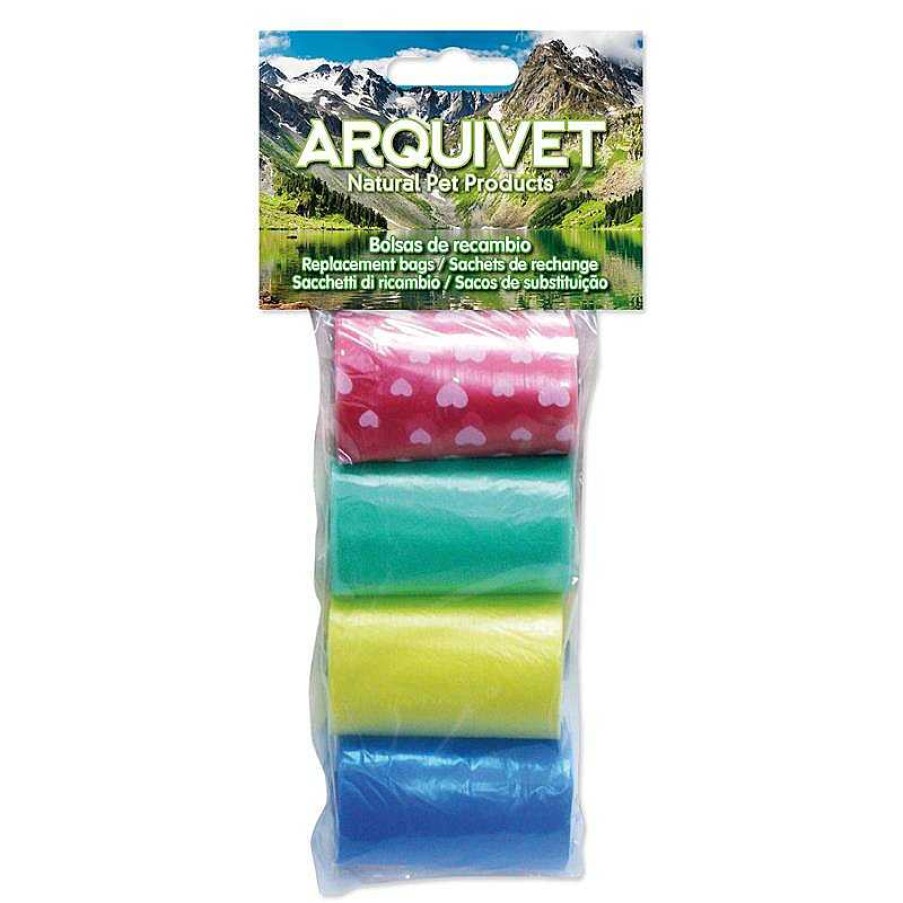 Perros ARQUIVET Bolsas Para Excremento De Perro | Bolsas De Recambio De Colores (4 Rollos X 20 Bolsas)