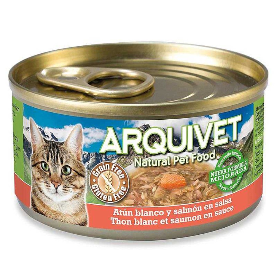 Gatos ARQUIVET Comida H Meda Para Gatos | At N Blanco Y Salm N En Salsa - 80 G