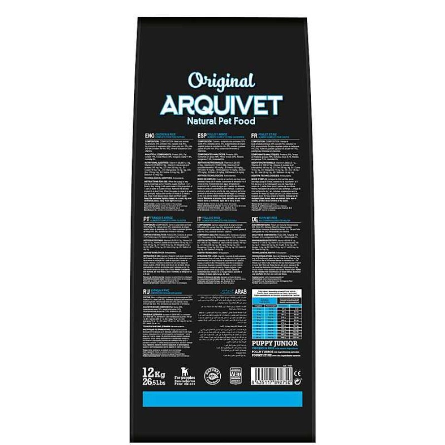 Perros ARQUIVET Piensos Para Perros | Arquivet-Original - Puppy Junior - Pienso Para Cachorros - Pollo Y Arroz - 12 Kg