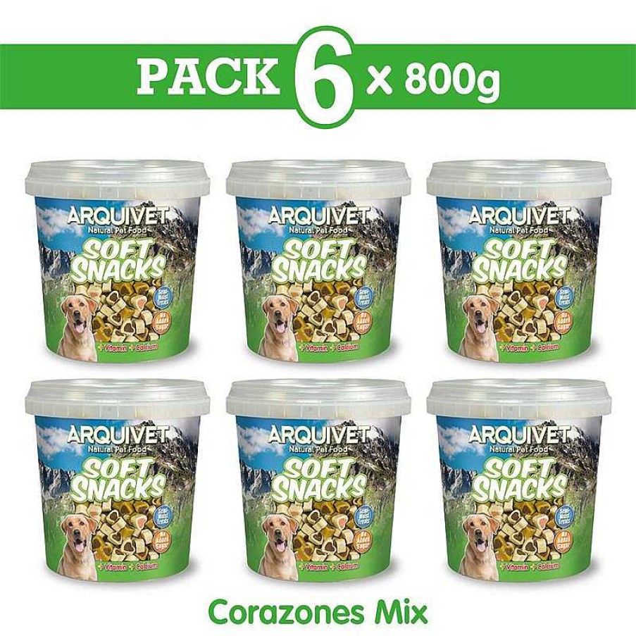 Perros ARQUIVET Arquivet Soft Snacks | Pack 6 Unidades - Soft Snacks - Corazones Mix - 800 G