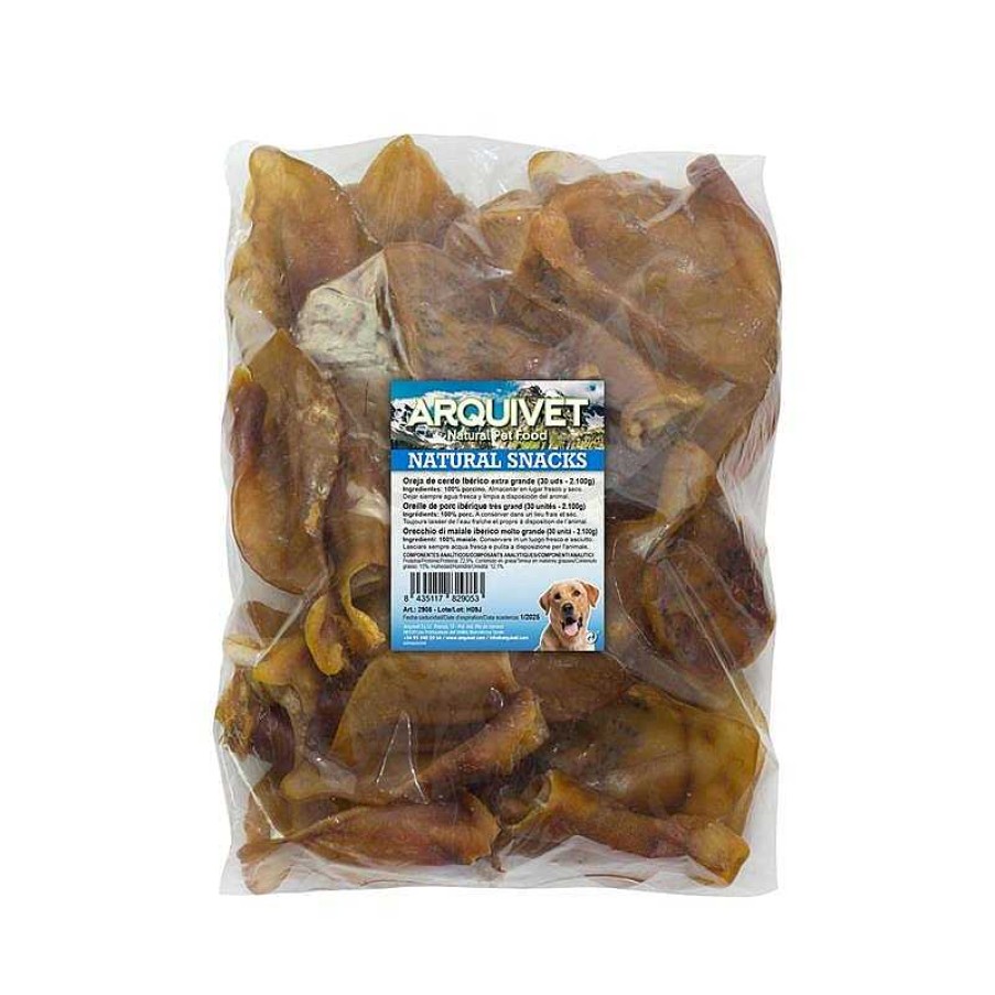 Perros ARQUIVET Snacks Naturales | Orejas De Cerdo Ib Rico - Extra Grandes (M S De 60Gr - Bolsa 30 Uds.)