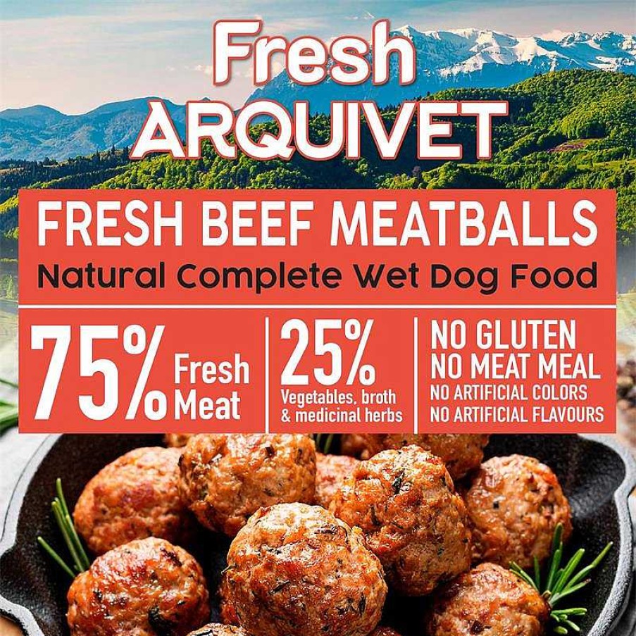 Perros ARQUIVET Comida H Meda Para Perros | Pack 6 Unidades - Fresh Beef Meatballs - Alb Ndigas Con Ternera, Boniato Y Zanahoria - 400G