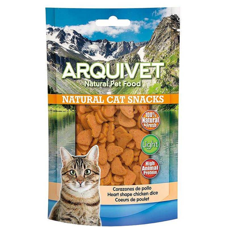 Gatos ARQUIVET Snacks Para Gatos | Corazones De Pollo 50 Gr - Snacks 100% Naturales Para Gatos - Alimento Complementario Para Felinos