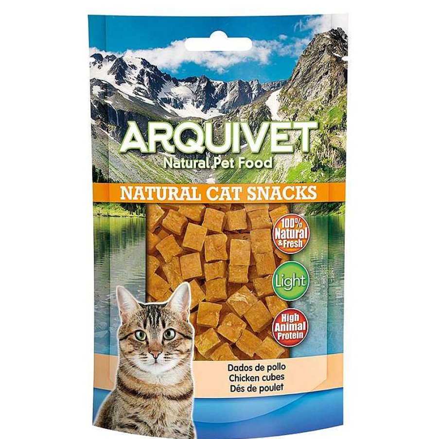 Gatos ARQUIVET Snacks Para Gatos | Dados De Pollo 50 Gr - Snacks 100% Naturales Para Gatos - Alimento Complementario Para Felinos