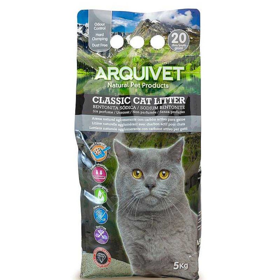 Gatos ARQUIVET Arena Para Gatos | Classic Cat Litter 5 Kg - Arena 100% Natural Aglomerante Con Carb N Activo - Para Gatos