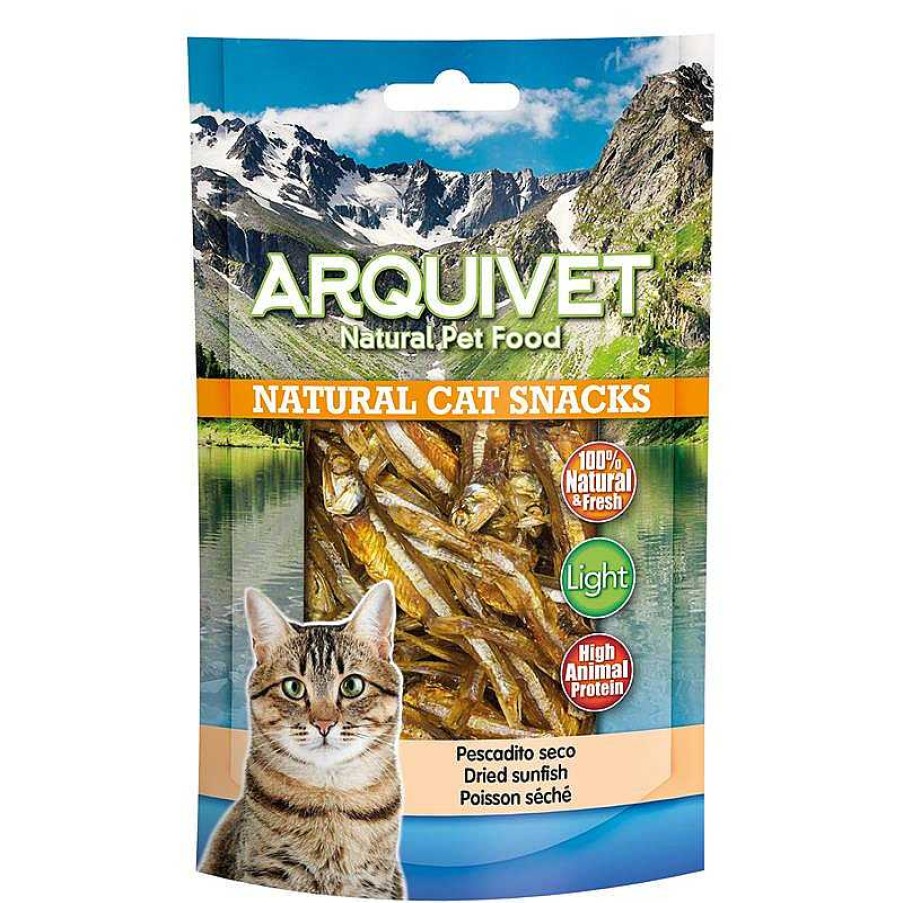 Gatos ARQUIVET Snacks Para Gatos | Pescadito Seco 50 Gr - Snacks 100% Naturales Para Gatos - Alimento Complementario Para Felinos