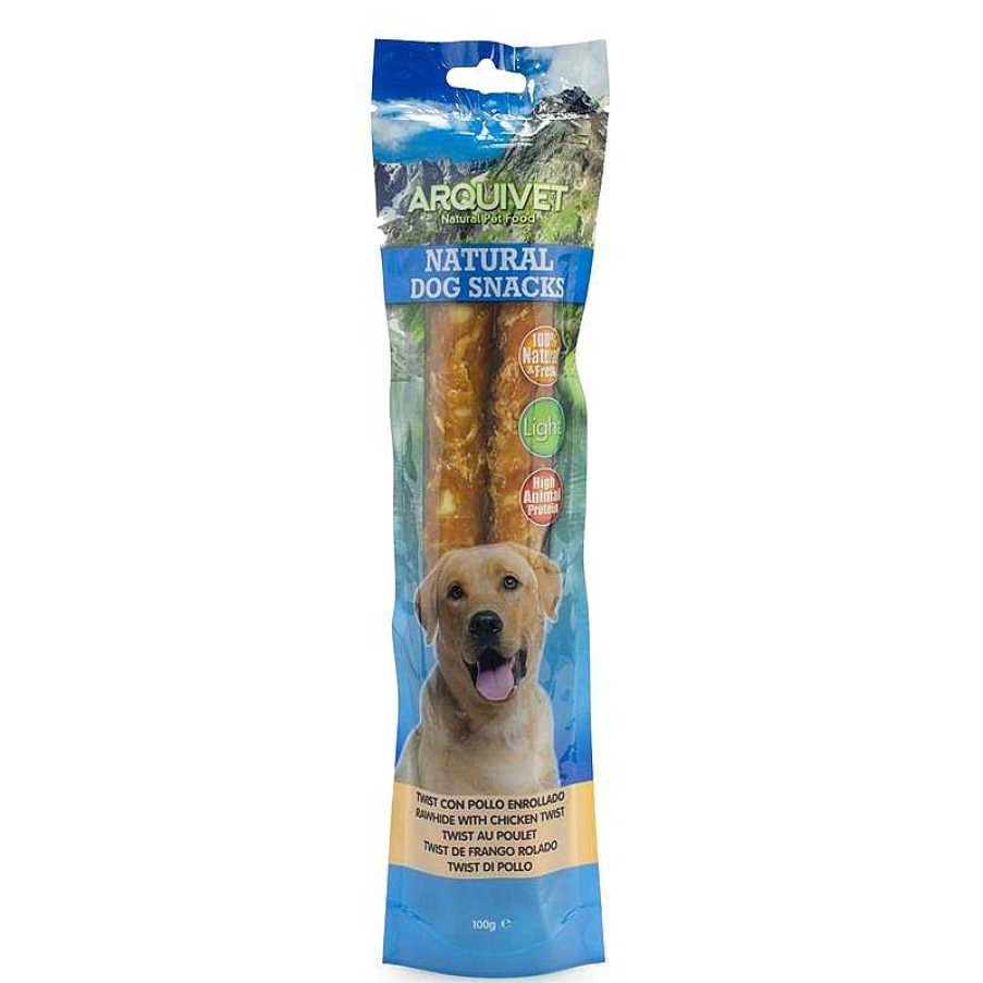 Perros ARQUIVET Snacks Naturales Para Perros | Pack 12 Unidades - Twist Con Pollo Enrollado / 24 Cm - 100 G - Snacks Naturales