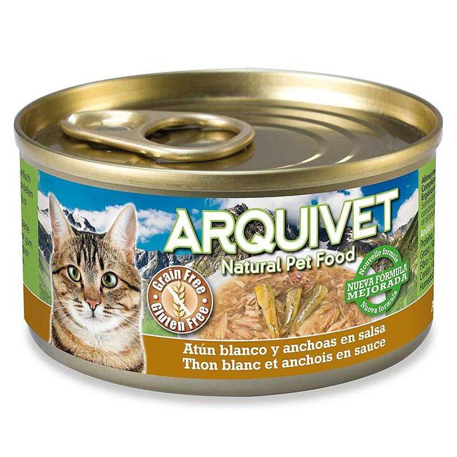 Gatos ARQUIVET Comida H Meda Para Gatos | Pack 24 Unit S. Thon Blanc Et Anchois En Sauce - 80 G