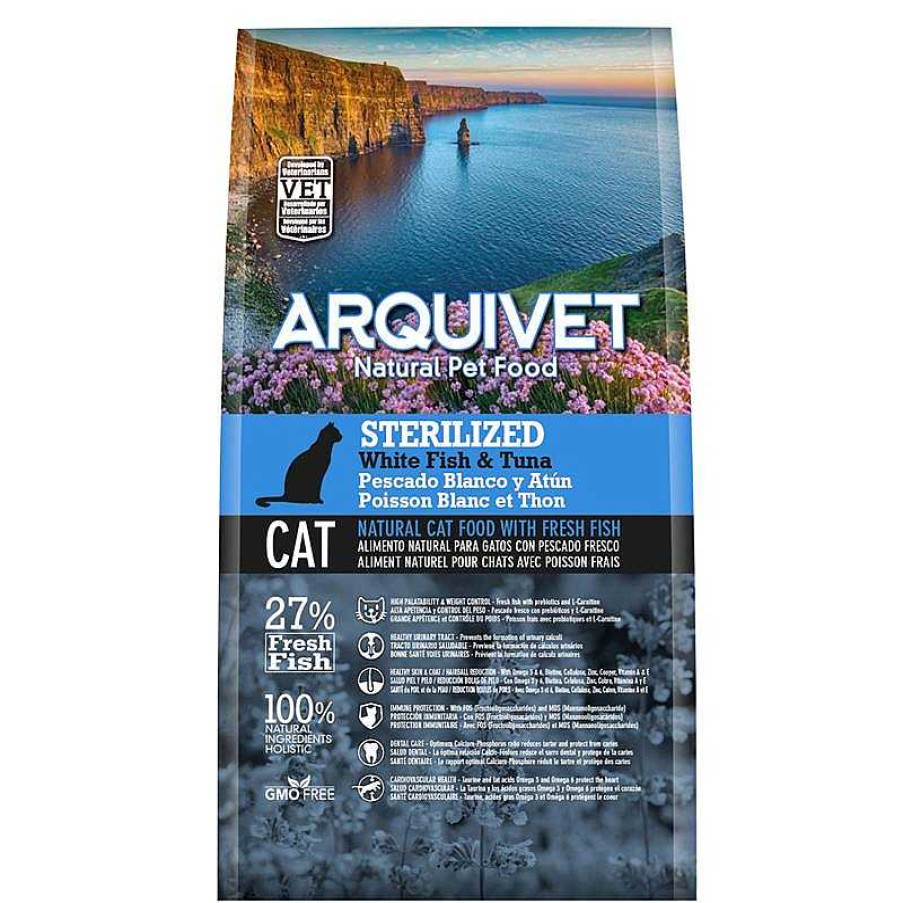 Gatos ARQUIVET Pienso Para Gatos | Arquivet - Sterilized - Pienso Gatos Esterilizados - Pescado Blanco Y At N - 1,5 Kg