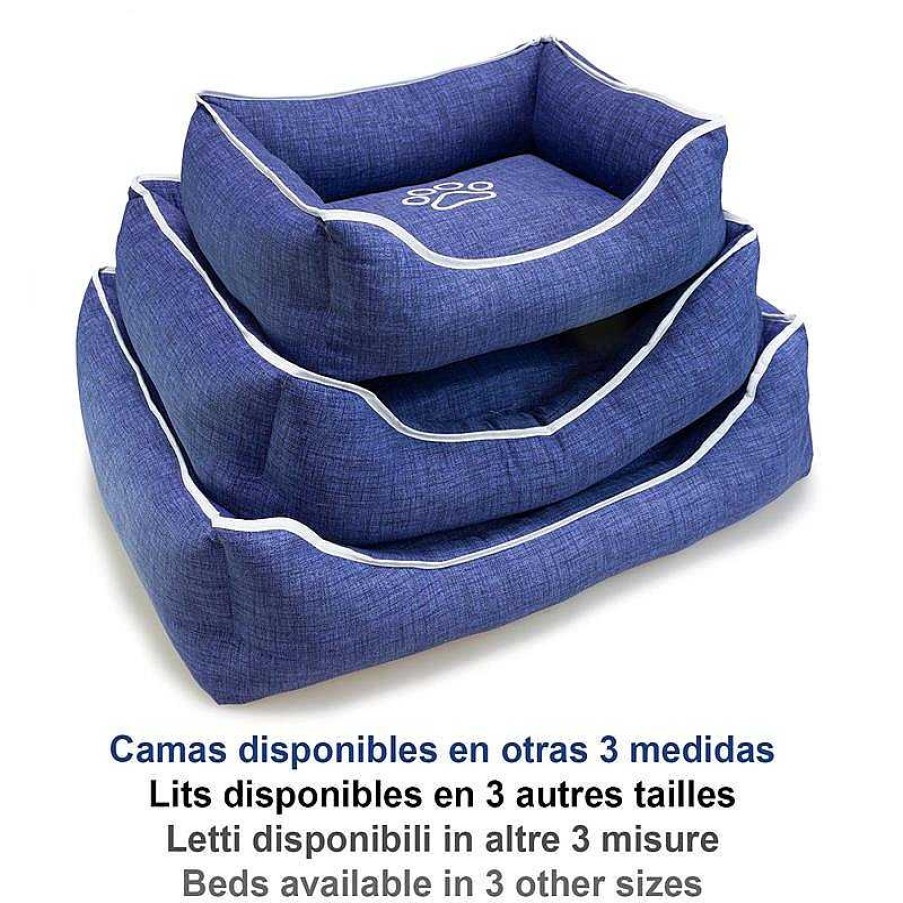 Perros ARQUIVET Camas Para Perros | Cama Cuadrada Azul Con Huella Y Ribete 70X55X19Cm