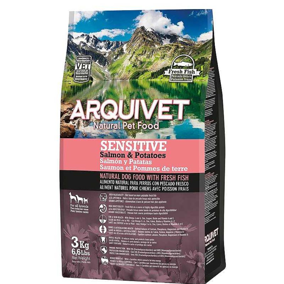 Perros ARQUIVET Piensos Para Perros | Pack 4 Unidades - Sensitive - Salm N Y Patatas 3 Kg