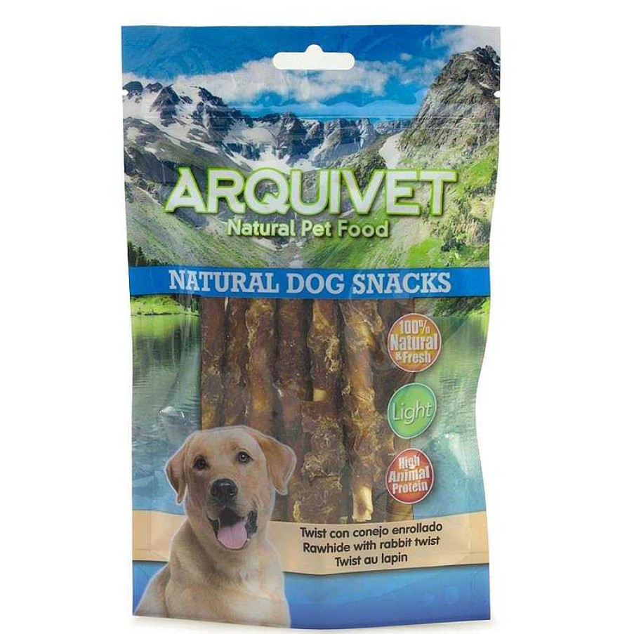 Perros ARQUIVET Snacks Naturales Para Perros | Pack 12 Unidades - Twist De Conejo Enrollado 100 G - Snacks Naturales