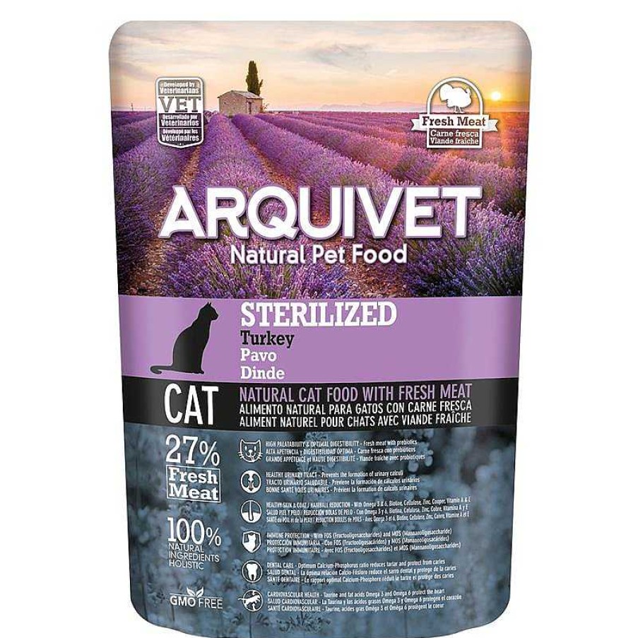 Gatos ARQUIVET Pienso Para Gatos | Pack 8 Bolsas Arquivet Sterilized 350 Gr - Pienso Carne Fresca De Pavo Para Gatos Esterilizados - Alimentaci N Natural