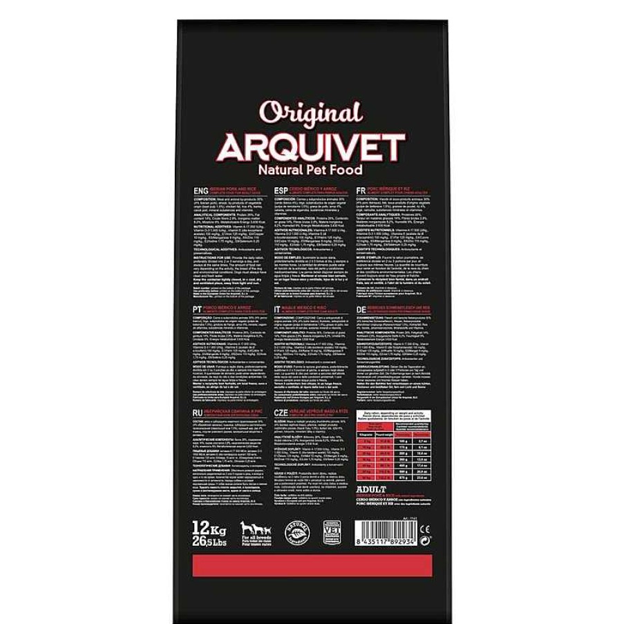 Perros ARQUIVET Piensos Para Perros | Arquivet-Original - Adult - Pienso Para Perros Adultos - Cerdo Ib Rico Y Arroz - 12 Kg