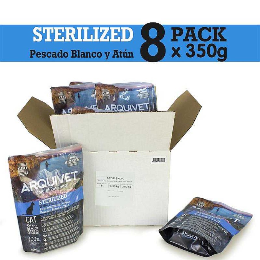 Gatos ARQUIVET Pienso Para Gatos | Pack 8 Bolsas Arquivet Sterilized 350 Gr - Pienso Carne Fresca De Pavo Para Gatos Esterilizados - Alimentaci N Natural