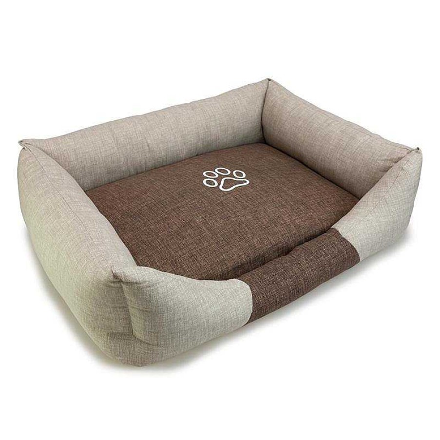 Perros ARQUIVET Camas Para Perros | Cama Cuadrada Marr N Y Beige Con Huella 55X46X17Cm