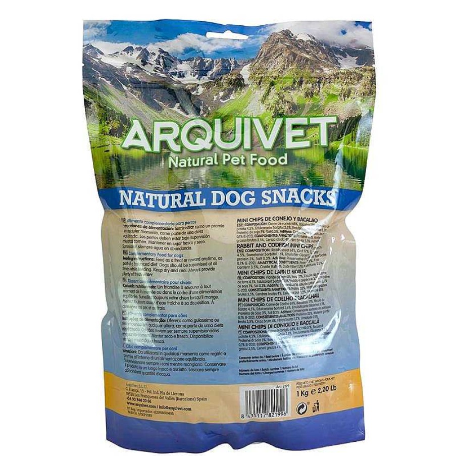 Perros ARQUIVET Snacks Naturales Para Perros | Mini Chips De Conejo Y Bacalao 1Kg - Snacks Naturales