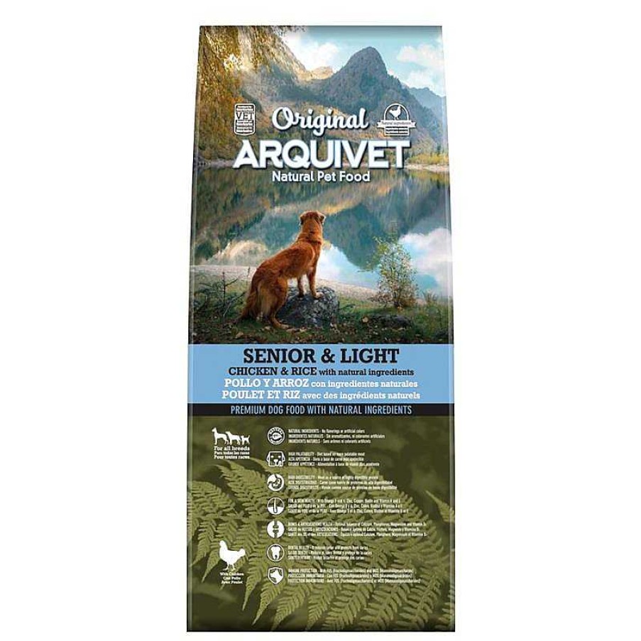 Perros ARQUIVET Piensos Para Perros | Arquivet-Original - Senior & Light - Pienso Para Perros Adultos - Pollo Y Arroz - 12 Kg