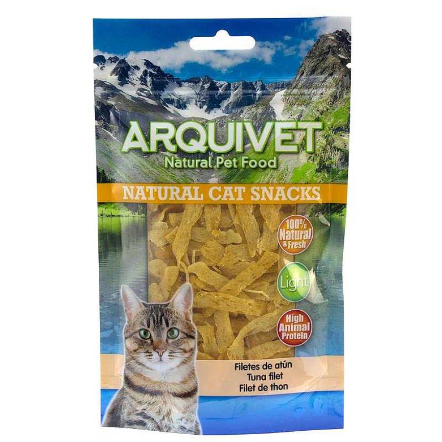 Gatos ARQUIVET Snacks Para Gatos | Pack 24 Unidades - Filetes De At N 50 Gr - Snacks 100% Naturales Para Gatos - Alimento Complementario Para Felinos