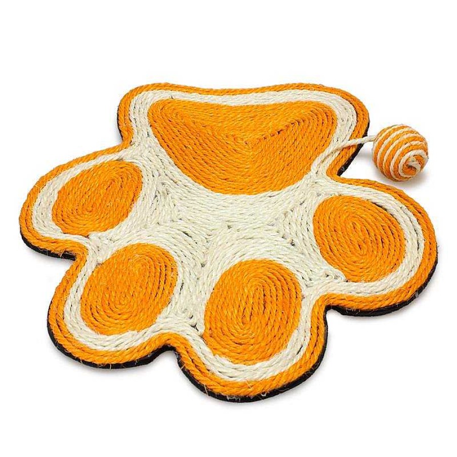 Gatos ARQUIVET Rascadores Para Gatos | Rascador Huella Naranja Con Bola - Para Gatos - 40 X 36 Cm