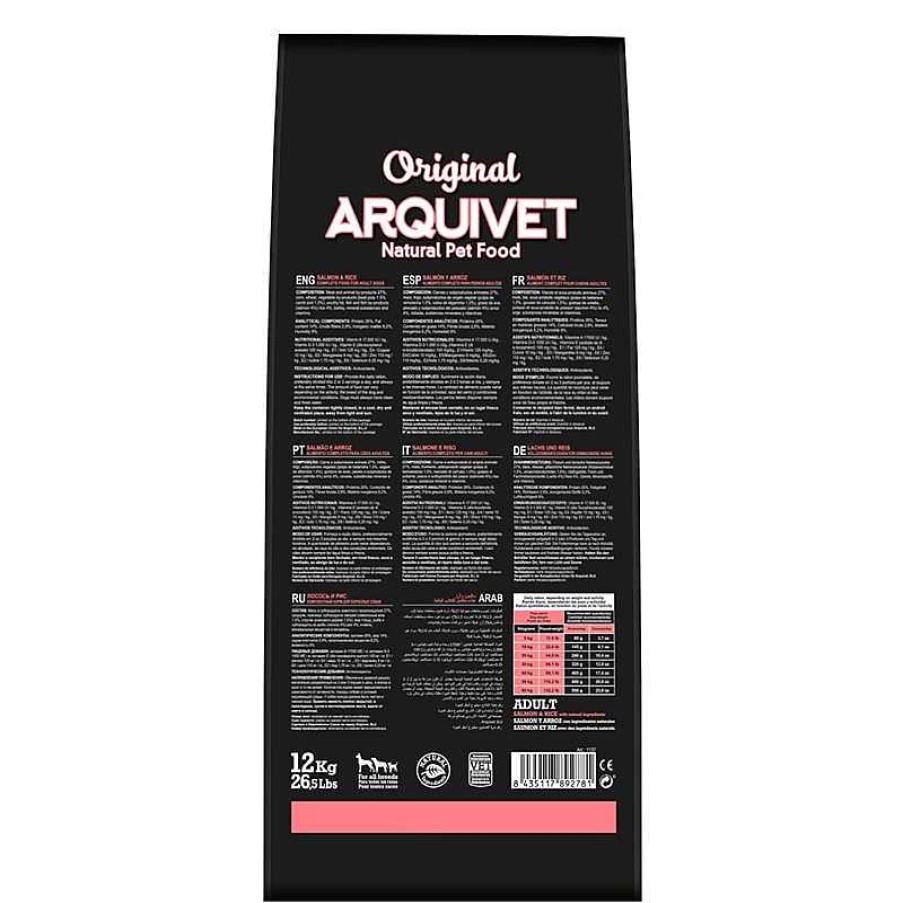 Perros ARQUIVET Piensos Para Perros | Arquivet-Original - Adult - Pienso Para Perros Adultos - Salm N Y Arroz - 12 Kg