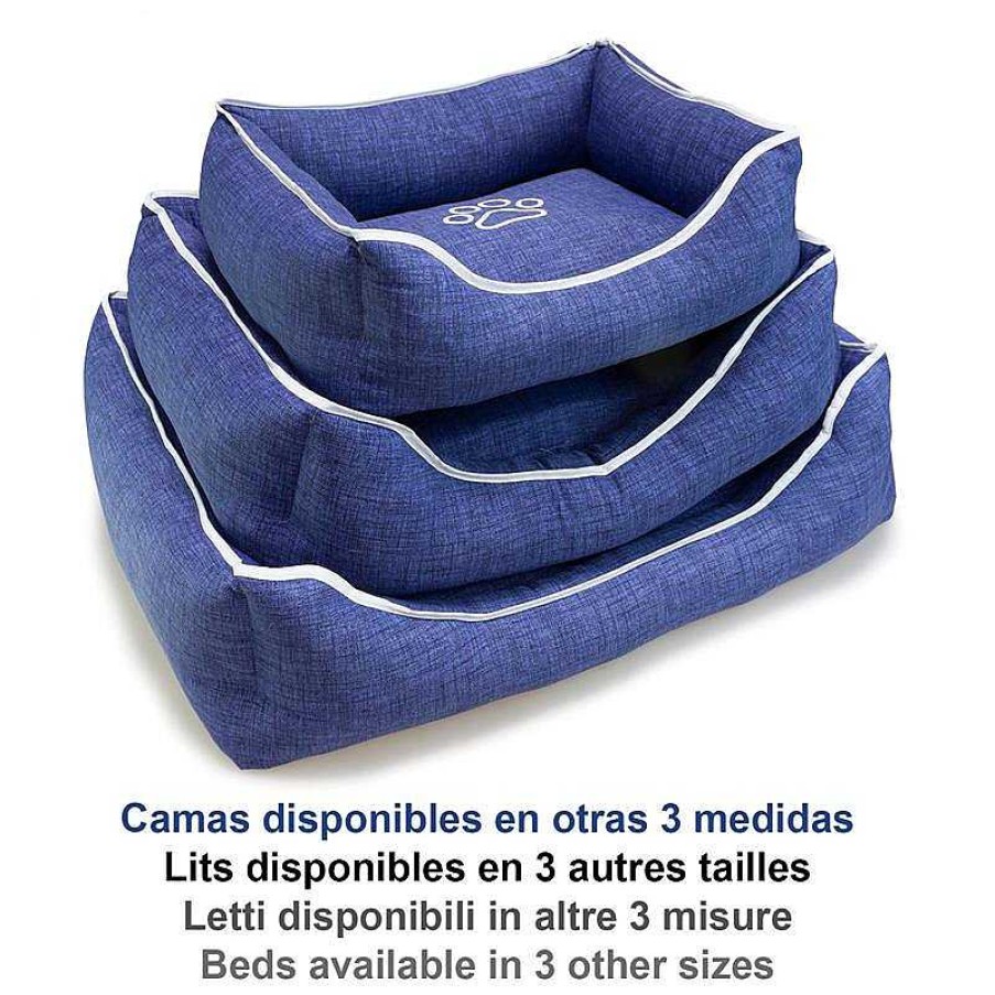 Perros ARQUIVET Camas Para Perros | Cama Cuadrada Azul Con Huella Y Ribete 85X68X21Cm