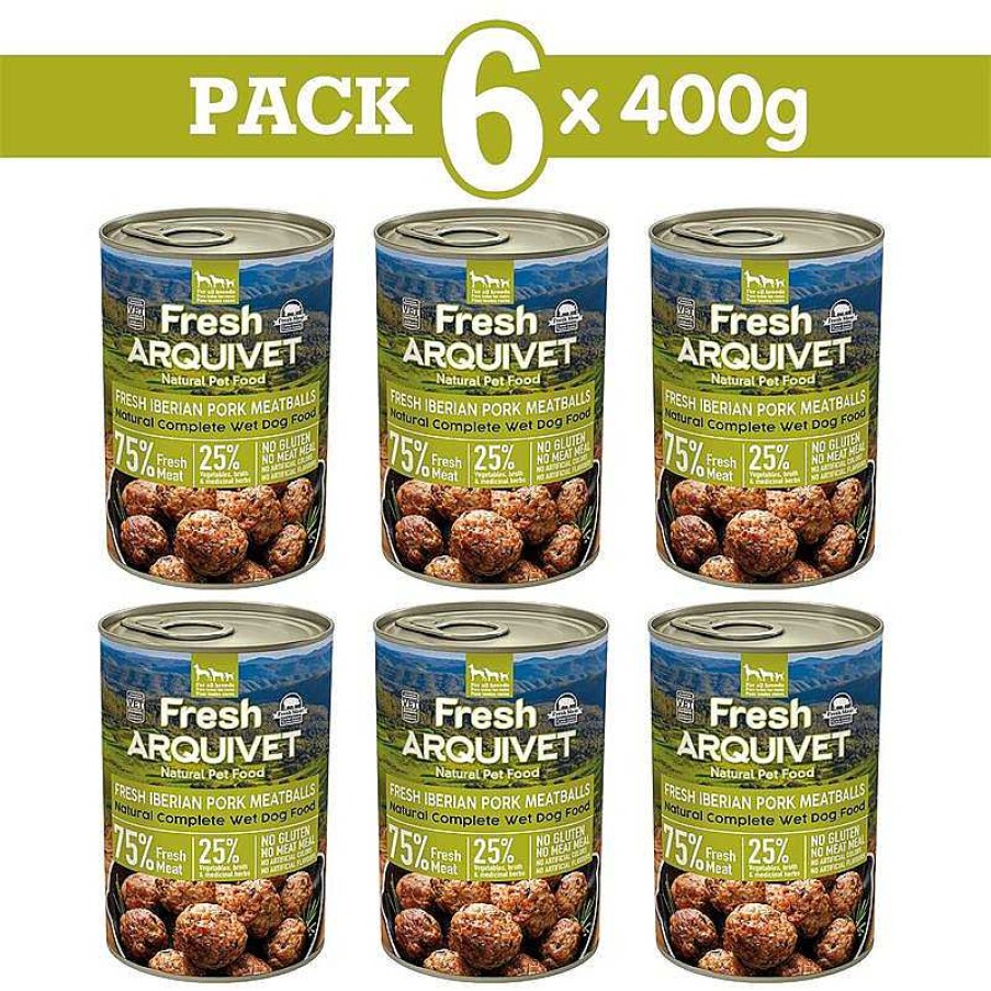 Perros ARQUIVET Comida H Meda Para Perros | Pack 6 Unidades - Fresh Iberian Pork Meatballs - Alb Ndigas Con Cerdo Ib Rico, Calabaza Y Jud As Verdes - 400G