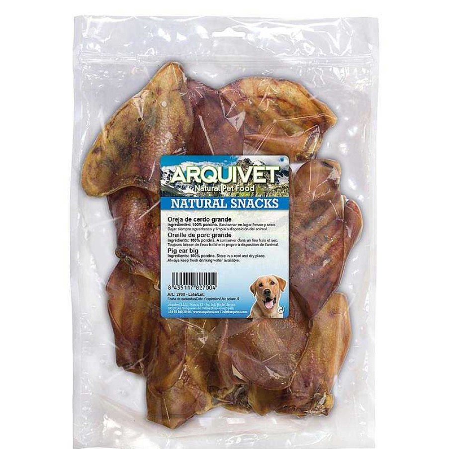 Perros ARQUIVET Snacks Naturales | Oreja De Cerdo Xxl (Bolsa 50 Uds.)