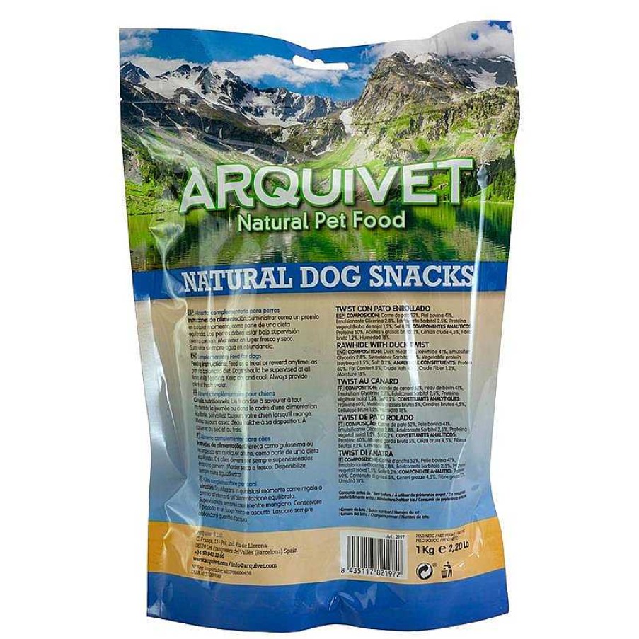 Perros ARQUIVET Snacks Naturales Para Perros | Twist De Pato Enrollado - 24 Cm - 1 Kg - Snacks Naturales