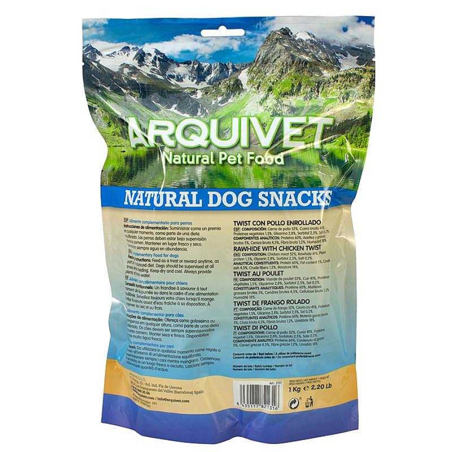 Perros ARQUIVET Snacks Naturales Para Perros | Twist Con Pollo Enrollado / 13 Cm - 1Kg